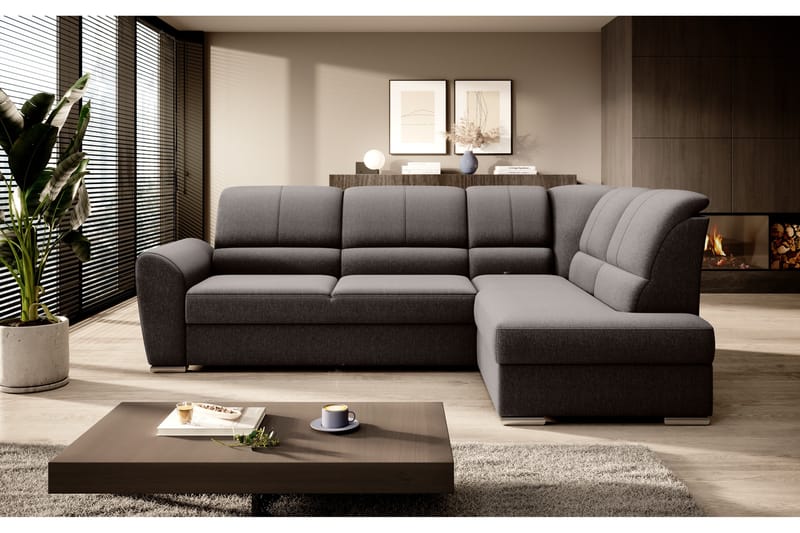 Sajmon Bäddsoffa m. Schäslong 3-sits - Mörkbrun - Möbler - Soffa - Bäddsoffa
