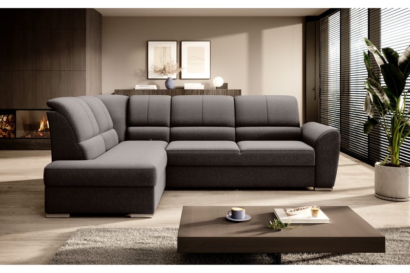 Sajmon Bäddsoffa m. Schäslong 3-sits - Mörkbrun - Möbler - Soffa - Bäddsoffa