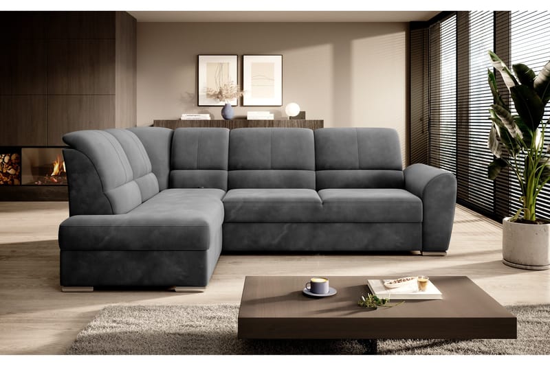 Sajmon Bäddsoffa m. Schäslong 3-sits - Mörkgrå - Möbler - Soffa - Bäddsoffa