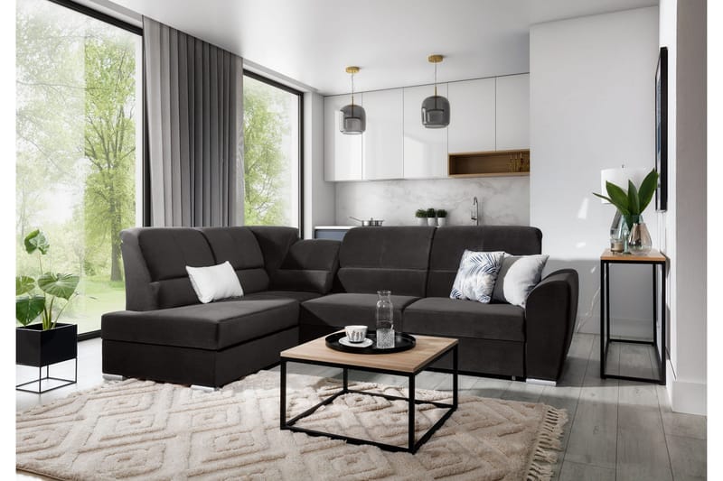 Sajmon Bäddsoffa m. Schäslong 3-sits - Mörkgrå - Möbler - Soffa - Bäddsoffa