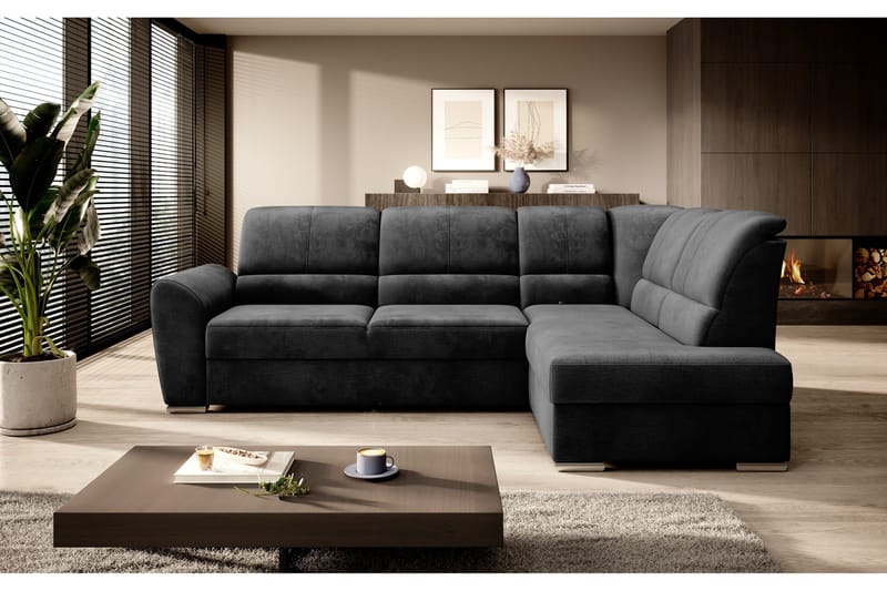 Sajmon Bäddsoffa m. Schäslong 3-sits - Mörkgrå - Möbler - Soffa - Bäddsoffa