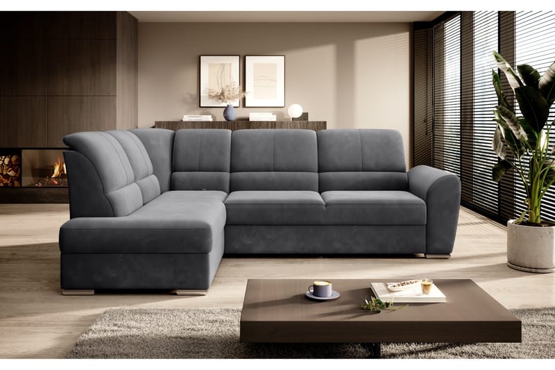 Sajmon Bäddsoffa m. Schäslong 3-sits - Mörkgrå - Möbler - Soffa - Bäddsoffa