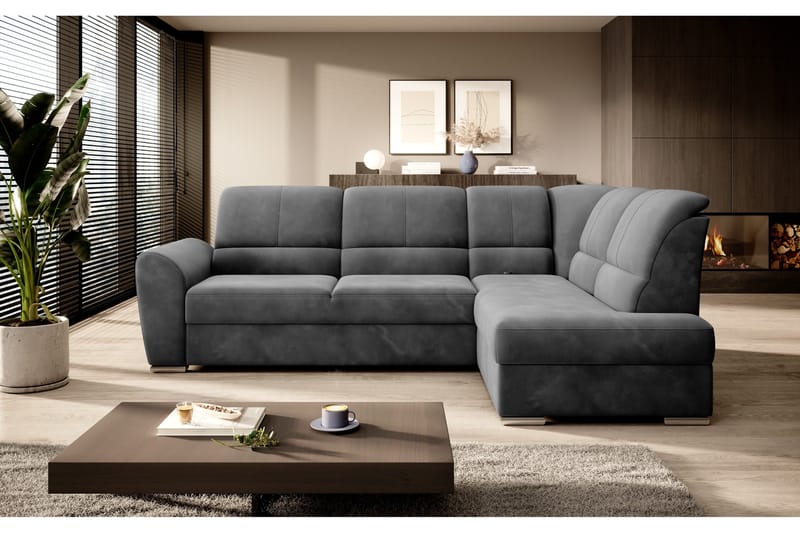 Sajmon Bäddsoffa m. Schäslong 3-sits - Mörkgrå - Möbler - Soffa - Bäddsoffa