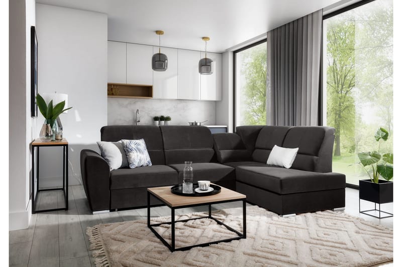 Sajmon Bäddsoffa m. Schäslong 3-sits - Mörkgrå - Möbler - Soffa - Bäddsoffa