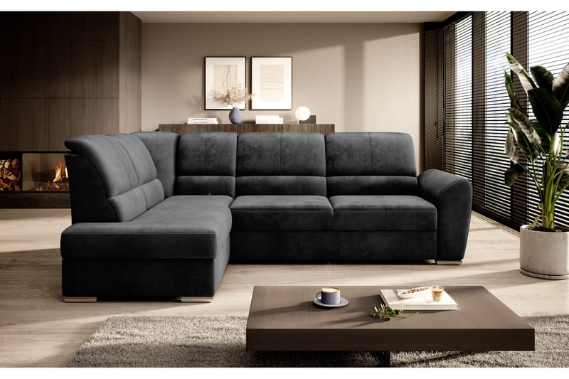 Sajmon Bäddsoffa m. Schäslong 3-sits - Mörkgrå - Möbler - Soffa - Bäddsoffa