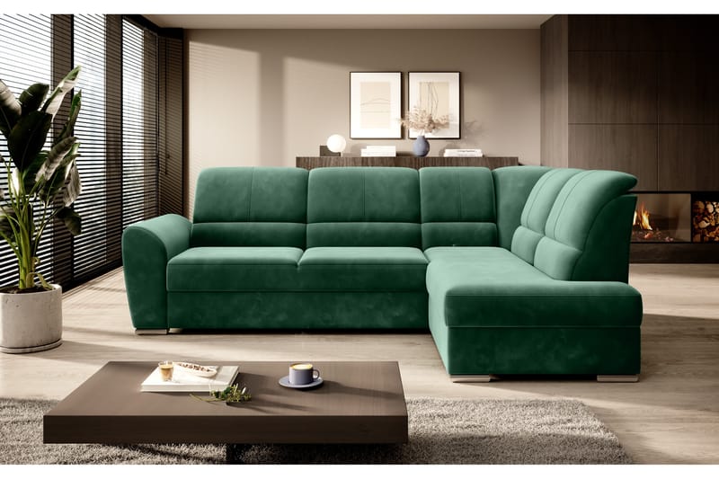 Sajmon Bäddsoffa m. Schäslong 3-sits - Mörkgrön - Möbler - Soffa - Bäddsoffa