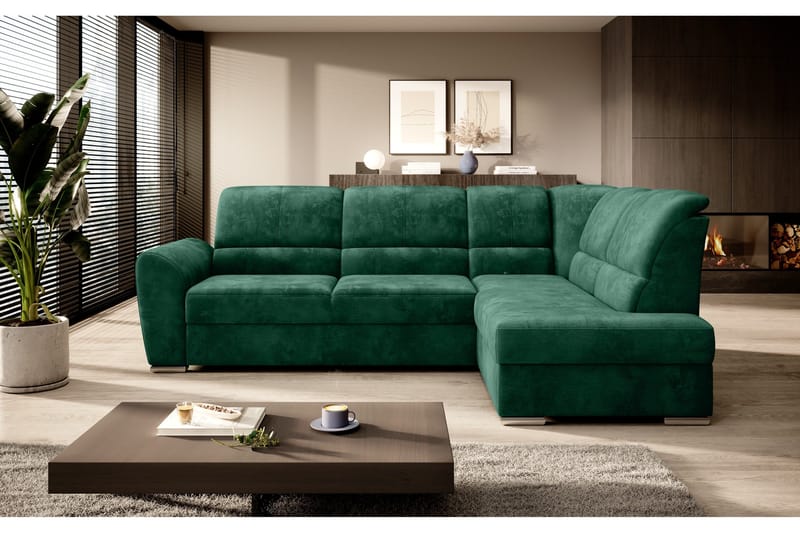 Sajmon Bäddsoffa m. Schäslong 3-sits - Mörkgrön - Möbler - Soffa - Bäddsoffa