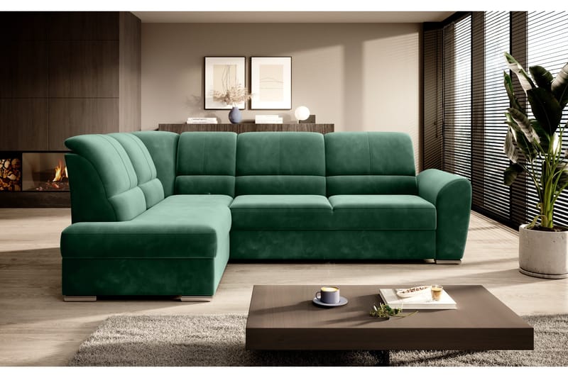 Sajmon Bäddsoffa m. Schäslong 3-sits - Mörkgrön - Möbler - Soffa - Bäddsoffa