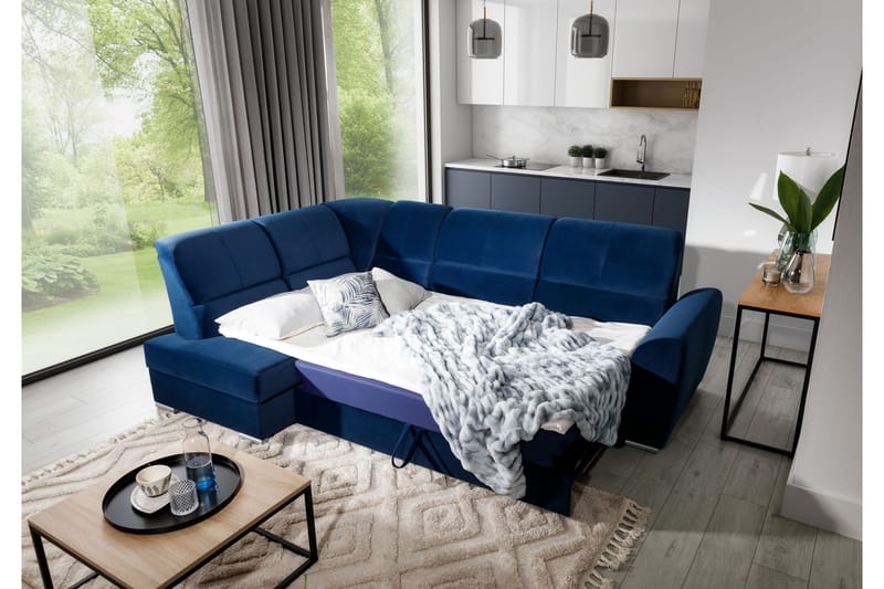 Sajmon Bäddsoffa m. Schäslong 3-sits - Mörklila - Möbler - Soffa - Bäddsoffa