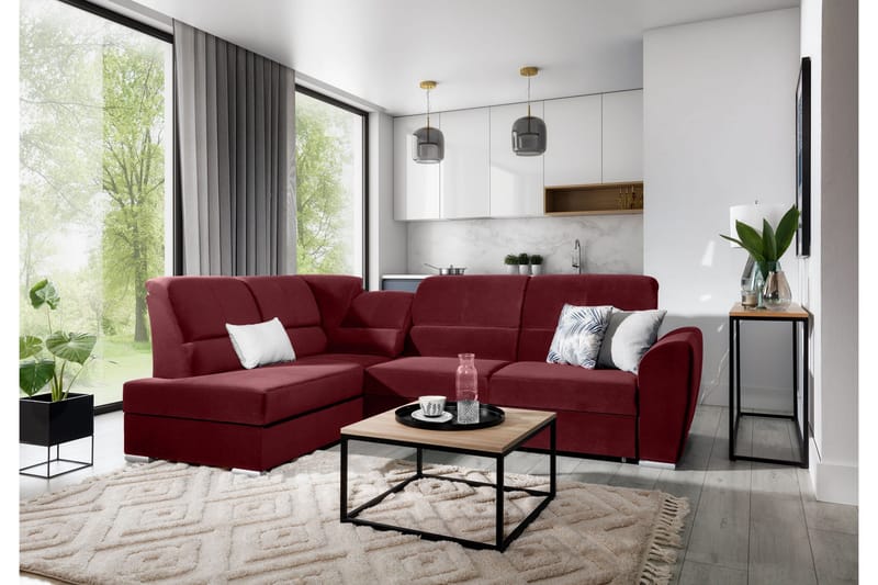 Sajmon Bäddsoffa m. Schäslong 3-sits - Mörklila - Möbler - Soffa - Bäddsoffa