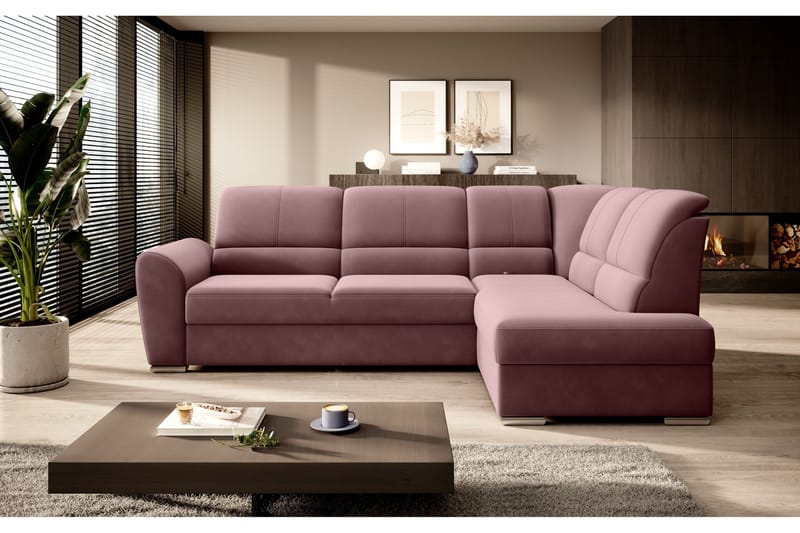Sajmon Bäddsoffa m. Schäslong 3-sits - Rosa - Möbler - Soffa - Bäddsoffa