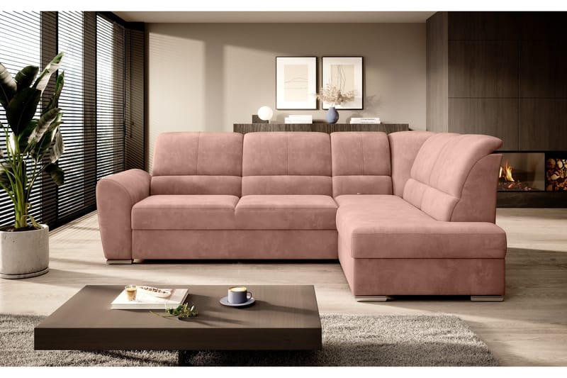 Sajmon Bäddsoffa m. Schäslong 3-sits - Rosa - Möbler - Soffa - Bäddsoffa