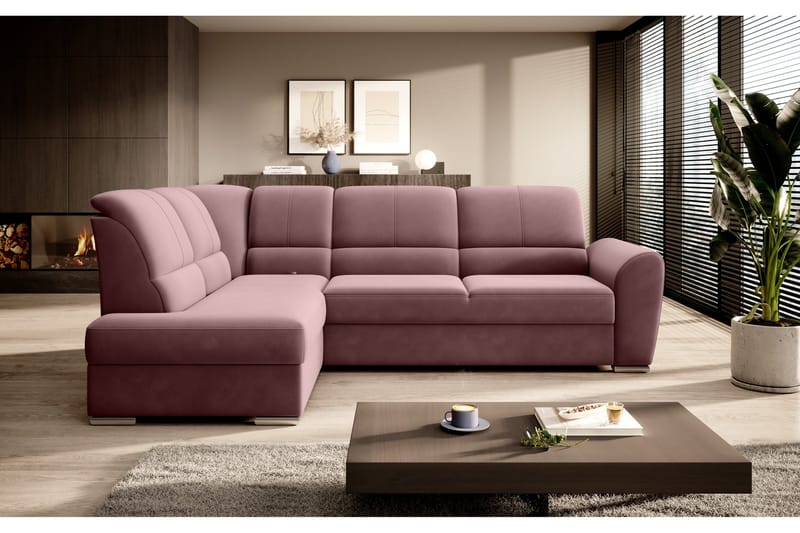 Sajmon Bäddsoffa m. Schäslong 3-sits - Rosa - Möbler - Soffa - Bäddsoffa