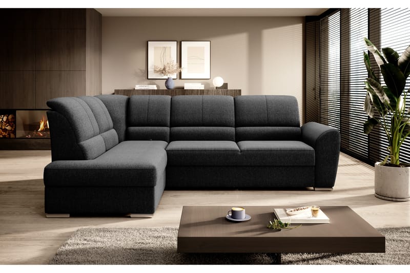 Sajmon Bäddsoffa m. Schäslong 3-sits - Svart - Möbler - Soffa - Bäddsoffa