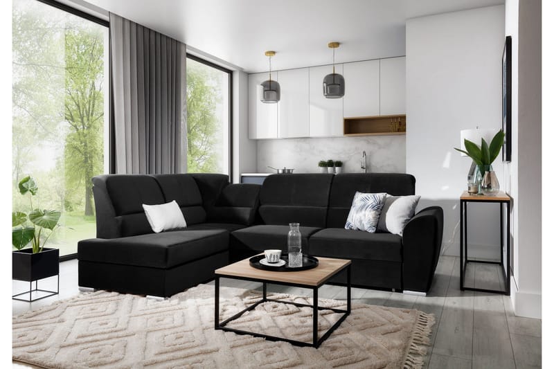 Sajmon Bäddsoffa m. Schäslong 3-sits - Svart - Möbler - Soffa - Bäddsoffa