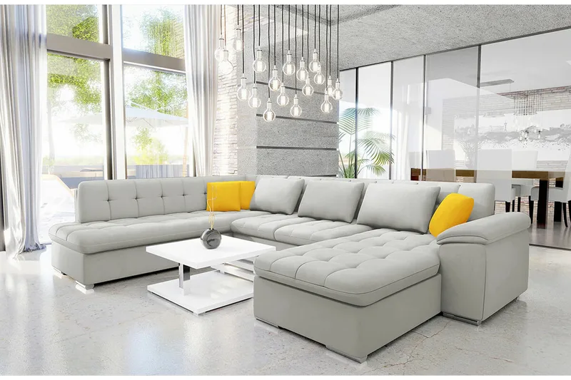 Sakri 5-sits Hörnbäddsoffa Ljusgrå - Möbler - Soffa - Bäddsoffa