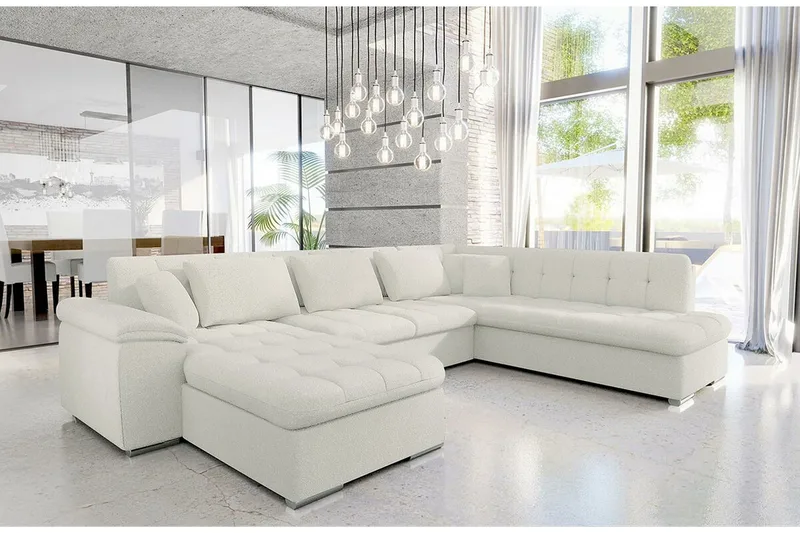 Sakri 5-sits Hörnbäddsoffa NO_BRAND White - Möbler - Soffa - Bäddsoffa