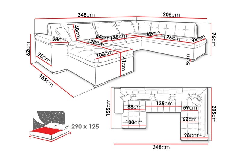 Sakri 5-sits Hörnbäddsoffa - Bäddsoffa - Bäddsoffa divan