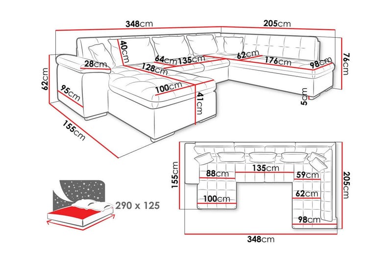 Sakri 5-sits Hörnbäddsoffa - Bäddsoffa - Bäddsoffa divan