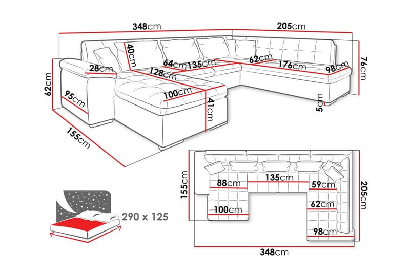 Sakri 5-sits Hörnbäddsoffa - Bäddsoffa - Bäddsoffa divan