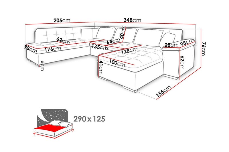 Sakri 5-sits Hörnbäddsoffa - Bäddsoffa - Bäddsoffa divan