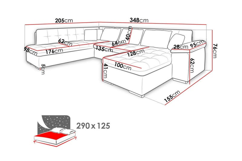 Sakri 5-sits Hörnbäddsoffa - Bäddsoffa - Bäddsoffa divan