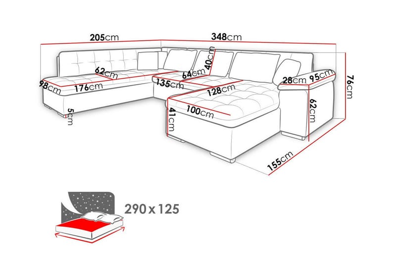 Sakri 5-sits Hörnbäddsoffa - Bäddsoffa - Bäddsoffa divan