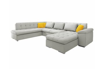 Sakri 5-sits U-formad Hörnbäddsoffa 125x290 cm med Förvaring i Sammet - Grå - Möbler - Soffa - Bäddsoffa