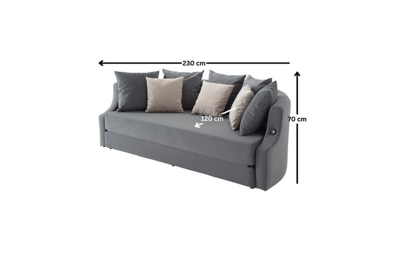 Salrican Bäddsoffa 3-sits - Grå - Möbler - Soffa - Bäddsoffa