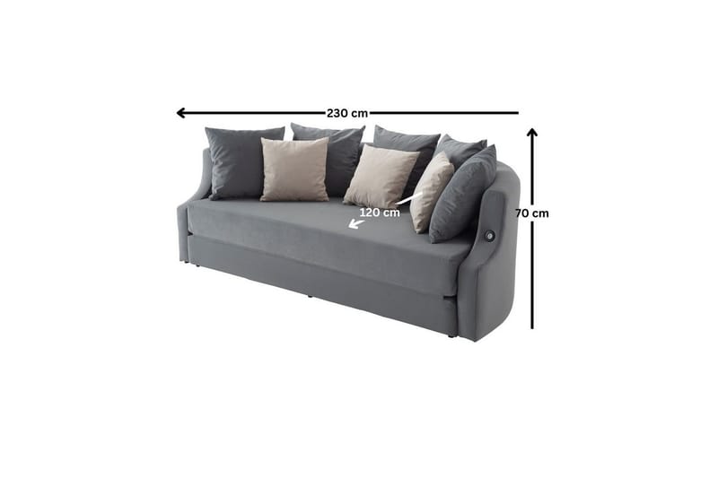 Salrican Bäddsoffa 3-sits - Grå - Möbler - Soffa - Bäddsoffa