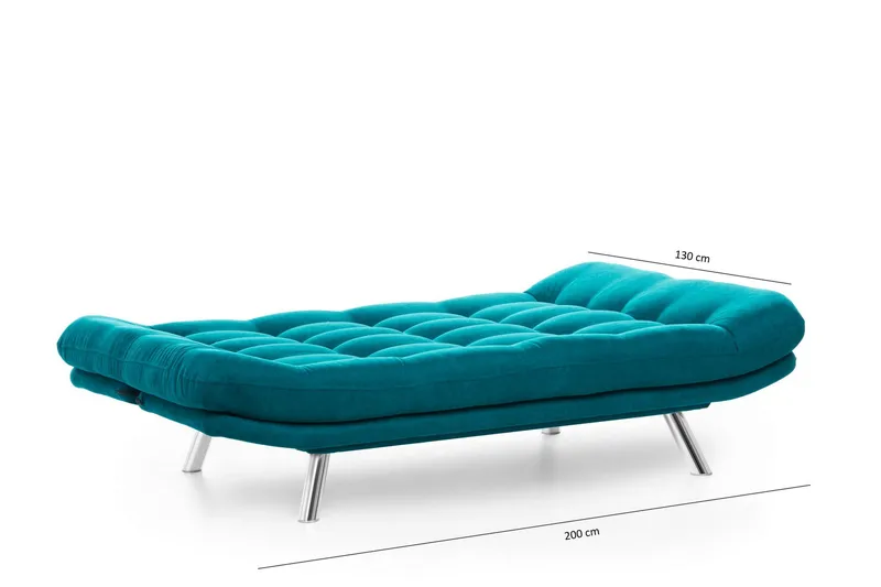 Sandee 3-sits Fällbar Längsbäddad Bäddsoffa 130x200 cm i Tyg - Petrolblå - Möbler - Soffa - Bäddsoffa