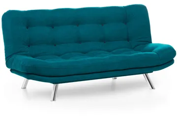 Sandee 3-sits Fällbar Längsbäddad Bäddsoffa 130x200 cm i Tyg - Petrolblå - Möbler - Soffa - Bäddsoffa