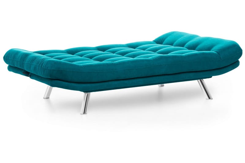 Sandee 3-sits Fällbar Längsbäddad Bäddsoffa 130x200 cm i Tyg - Petrolblå - Möbler - Soffa - Bäddsoffa