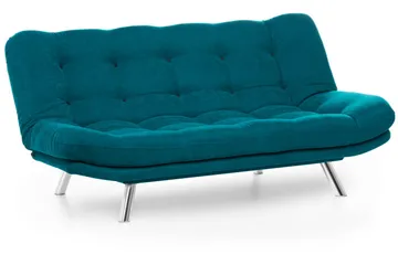 Sandee 3-sits Fällbar Längsbäddad Bäddsoffa 130x200 cm i Tyg - Petrolblå - Möbler - Soffa - Bäddsoffa