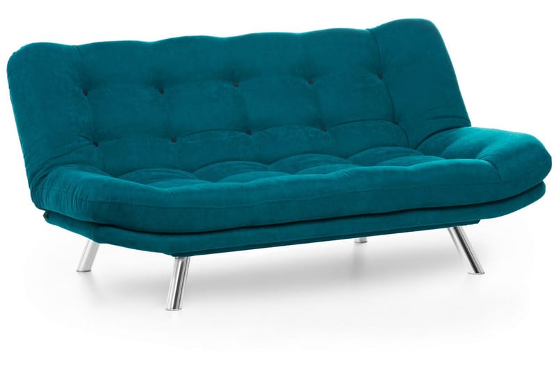 Sandee 3-sits Fällbar Längsbäddad Bäddsoffa 130x200 cm i Tyg - Petrolblå - Möbler - Soffa - Bäddsoffa