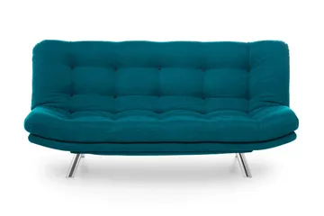 Sandee 3-sits Fällbar Längsbäddad Bäddsoffa 130x200 cm i Tyg - Petrolblå - Möbler - Soffa - Bäddsoffa