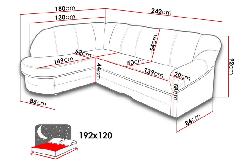 Sandra 7-sits Hörnbäddsoffa Vänster - Brun - Bäddsoffa - Hörnbäddsoffa