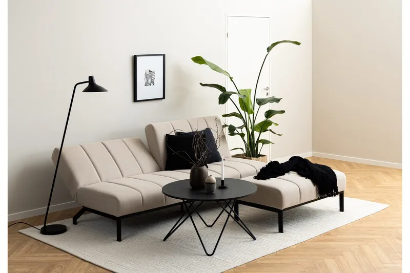 Sapita 2-sits Längsbäddad Bäddsoffa 120x200 cm i Tyg - Beige - Möbler - Soffa - Bäddsoffa