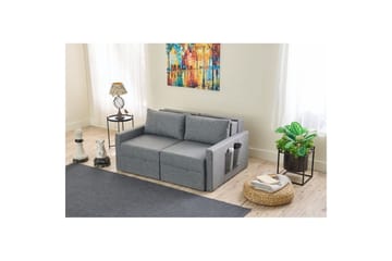 Savra 2-sits Rektangulär Bäddsoffa 136x200 cm med Förvaring i Tyg - Grå - Möbler - Soffa - Bäddsoffa