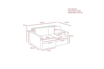 Savra 2-sits Rektangulär Bäddsoffa 136x200 cm med Förvaring i Tyg - Grå - Möbler - Soffa - Bäddsoffa