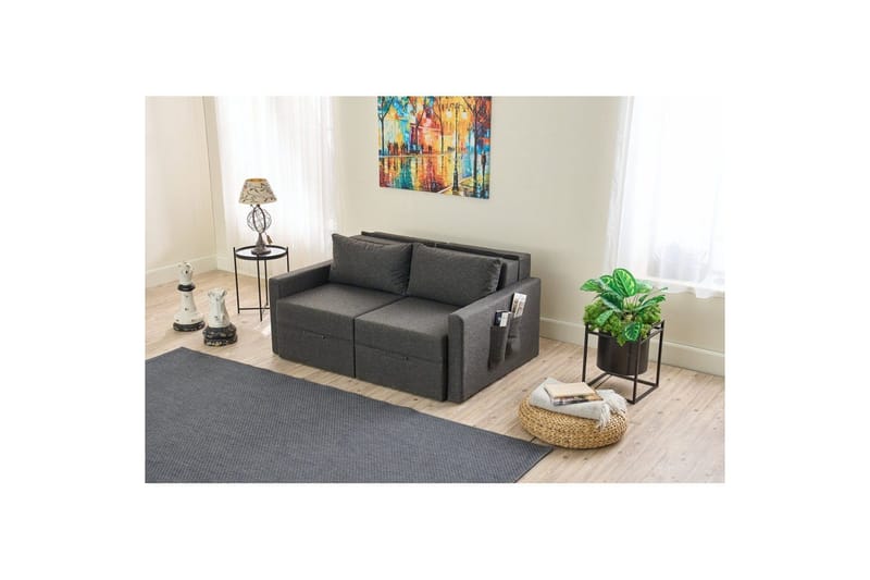 Savra Bäddsoffa med Divan 2-sits - Antracit - Möbler - Soffa - Bäddsoffa