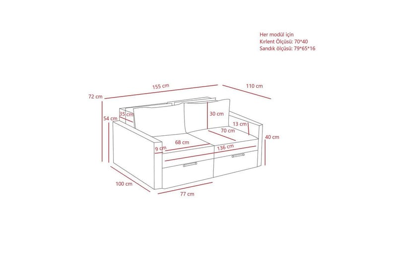 Savra Bäddsoffa med Divan 2-sits - Antracit - Möbler - Soffa - Bäddsoffa