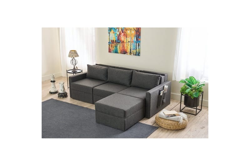 Savra Bäddsoffa med Divan 3-sits - Antracit - Möbler - Soffa - Bäddsoffa
