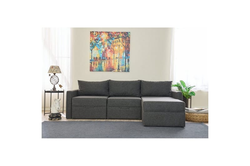 Savra Bäddsoffa med Divan 3-sits - Antracit - Möbler - Soffa - Bäddsoffa