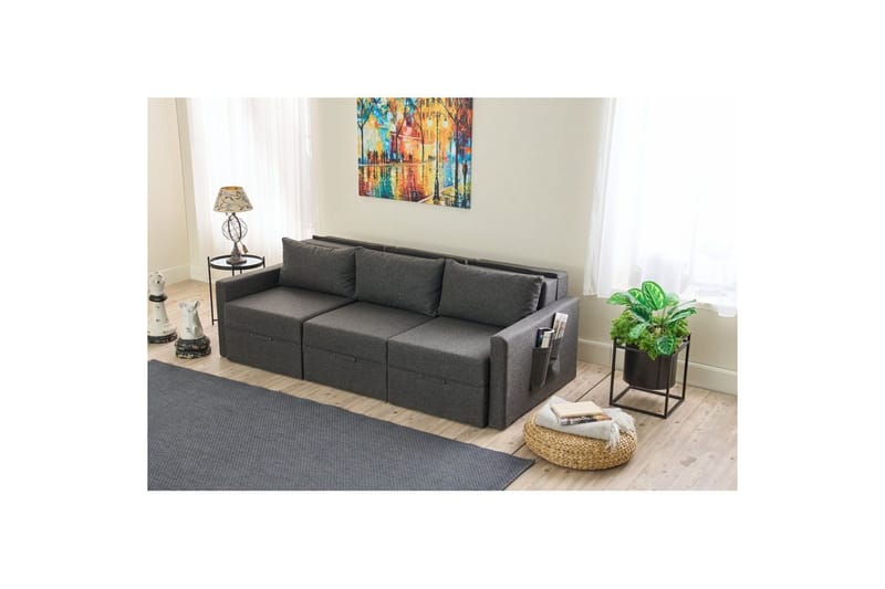 Savra Bäddsoffa med Divan 3-sits - Antracit - Möbler - Soffa - Bäddsoffa