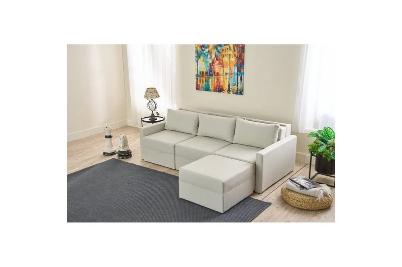 Savra Bäddsoffa med Divan 3-sits - Cream - Möbler - Soffa - Bäddsoffa