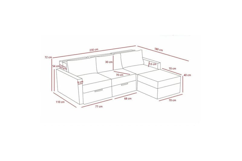 Savra Bäddsoffa med Divan 3-sits - Cream - Möbler - Soffa - Bäddsoffa