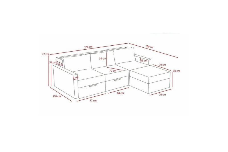 Savra Bäddsoffa med Divan 3-sits - Cream - Möbler - Soffa - Bäddsoffa