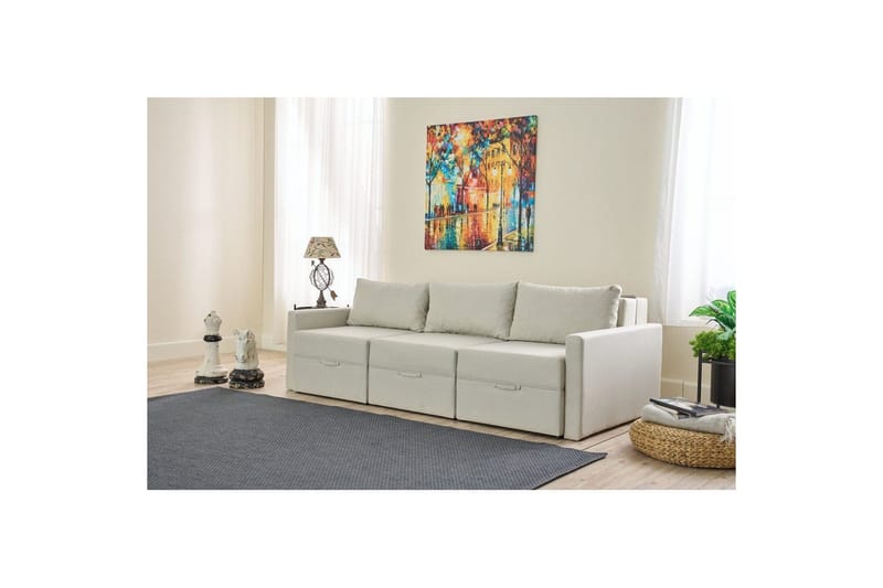 Savra Bäddsoffa med Divan 3-sits - Cream - Möbler - Soffa - Bäddsoffa
