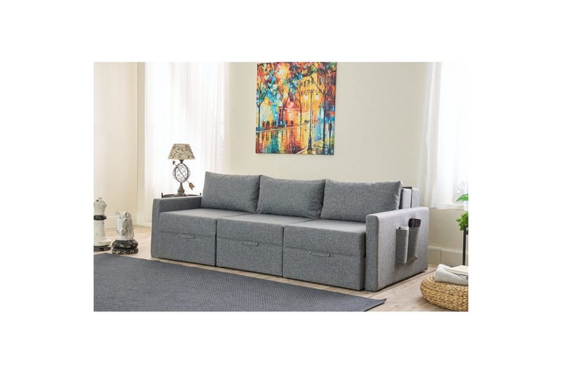 Savra Bäddsoffa med Divan 3-sits - Grå - Möbler - Soffa - Bäddsoffa